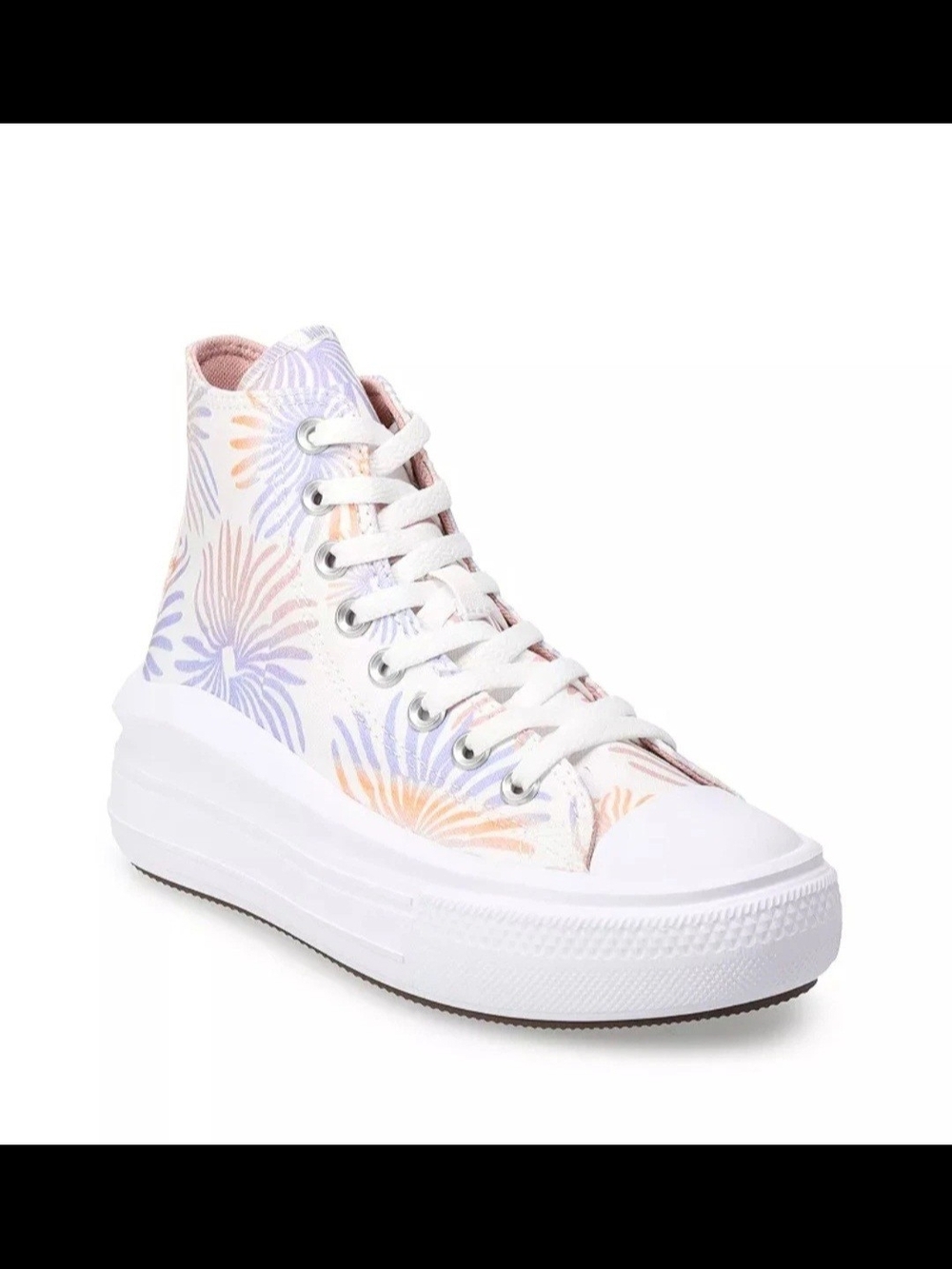 Platform Converse CTAS Move Canvas Hi Floral White Sneakers Size 8